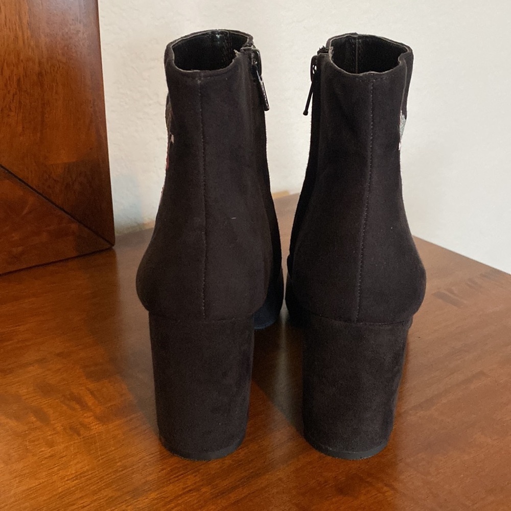 American Eagle Outfitters Woman’s Floral Embroidered Ankle Black Booties Size 6 - Picture 5 of 12